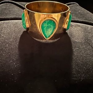 Amrita Singh Gold Tone & Large Turquoise-Like Stones Bangle. No Longer Made.